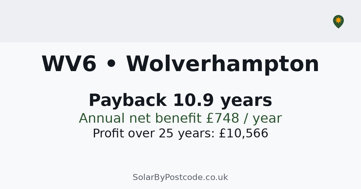 Wv6 Postcode Solar panel cost in Wolverhampton — Payback, savings & MCS installers (WV6)